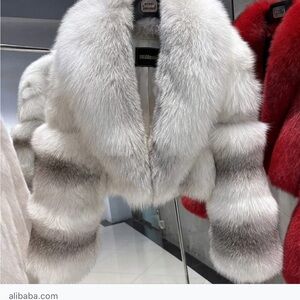 Chic White and Gray Fox Fur